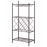 President Freestanding Wine Rack Stand, Bronze Metal, With 8 Bottle Holders, Glass Holder & Storage Shelves
