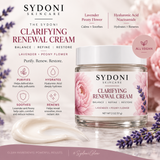 SYDONI CLARIFYING RENEWAL CREAM with Lavender & Peony | Restore & Rebalance Net. Wt. 2oz. (57g)