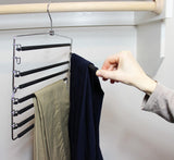 8-Tier Foldable Trouser Hanger, Removable Padded Bars, 8-Pair Capacity, Chrome Finish