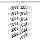 6-Tier Foldable Pants & Skirt Hanger with Adjustable Clips, 6-Pair Chrome Steel
