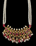 PS557 Hyderabadi / Nizami tirmani in fresh water pearls with chandbali( READY TO SHIP )