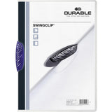 DURABLE® SWINGCLIP® Report Cover - Letter Size 8 1/2 x 11 - 30 Sheet Capacity - Punchless - Vinyl - Dark Blue Clip
