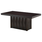 Riley 9 Piece Modern Pedestal Dining Set, Cappuccino Wood & Dark Brown Fabric (Table & 8 Upholstered Parsons Chairs)