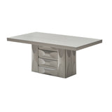 Astra 7 Piece Pedestal Dining Set, Champagne Wood & White Vinyl (Table, 6 Chairs)