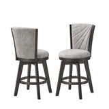 Charest Counter Height Swivel Stools, Silver Polyester & Metallic Gray Wood