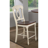 Sunset Trading Andrews Napoleon Barstool | Antique White And Chestnut Brown | Set Of 2