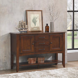 Sunset Trading Andrews Sideboard With Large Display Shelf | 3 Drawers 2 Storage Cabinets | Chestnut Brown
