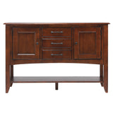 Sunset Trading Andrews Sideboard With Large Display Shelf | 3 Drawers 2 Storage Cabinets | Chestnut Brown