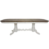 Sunset Trading Andrews 7 Piece 96 Oval Double Pedestal Extendable Dining Set| Butterfly Leaf Table | Antique White And Chestnu
