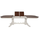 Sunset Trading Andrews 9 Piece 96 Oval Double Pedestal Extendable Dining Set| Butterfly Leaf Table | Antique White Chestnut Br