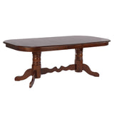 Sunset Trading Andrews 96 Oval Double Pedestal Butterfly Extendable Dining Table | Chestnut Brown | Seats 10