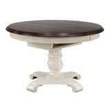 Sunset Trading Andrews 48 Round Or 66 Oval Butterfly Leaf Extendable Dining Table | Antique White And Chestnut Brown | Seats