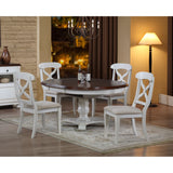 Sunset Trading Andrews 48 Round Or 66 Oval Butterfly Leaf Extendable Dining Table | Antique White And Chestnut Brown | Seats