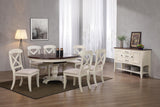 Sunset Trading Andrews 8 Piece 48 Round Or 66 Oval Extendable Dining Set| Butterfly Leaf Table | Sideboard With Large Displa