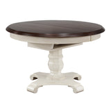 Sunset Trading Andrews 5 Piece 48 Round Or 66 Oval Extendable Dining Set| Butterfly Leaf Table | Antique White And Chestnut