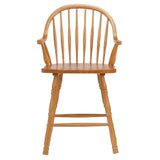 Sunset Trading Oak Selections 24 Windsor Barstool With Arms | Light Oak | Counter Height Stool | Set Of 2