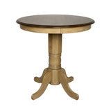 Sunset Trading Brook 3 Piece 36 Round Pub Table Set With Fancy Slat Stools | Counter Height Dining | Seats 4