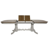 Sunset Trading Country Grove 9 Piece 96 Oval Double Pedestal Extendable Dining Table Set | 2 Arm Chairs | Distressed Gray And