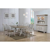 Sunset Trading Country Grove 8 Piece 96 Oval Double Pedestal Extendable Dining Table Set | 2 Arm Chairs | Lighted China Cabine