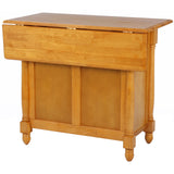 Sunset Trading Light Oak Extendable Kitchen Island With Drop Leaf Top | Drawers And Cabinet