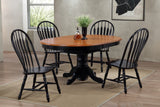 Sunset Trading Black Cherry Selections 66 Oval Pedestal Extendable Dining Table | Antique Black With Cherry Butterfly Top | Se