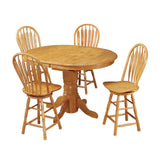 Sunset Trading Oak Selections 66 Oval Pedestal Extendable Butterfly Leaf Pub Table | Counter Height Dining | Light Oak | Seats