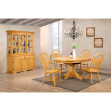 Sunset Trading Oak Selections 48 Round To 66 Oval Extendable Butterfly Leaf Pedestal Dining Table | Light Oak | Seats 6