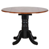 Sunset Trading Black Cherry Selections 3 Piece 42 Round Extendable Dining Set With 2 Black Arrowback Chairs | Drop Leaf Table