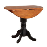 Sunset Trading Black Cherry Selections 3 Piece 42 Round Extendable Drop Leaf Pub Table Set With 2 Napoleon Stools| Counter Hei