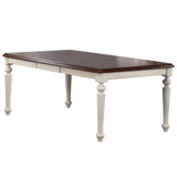 Sunset Trading Andrews 76 Rectangular Butterfly Extendable Dining Table | Antique White With Chestnut Brown Top | Seats 8