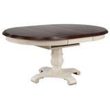 Sunset Trading Andrews 48 Round Or 66 Oval Butterfly Leaf Extendable Dining Table | Antique White And Chestnut Brown | Seats