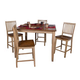 Sunset Trading Brook 5 Piece 48 Square Pub Set With Slat Back Stools | Counter Height Dining Table | Seats 8