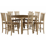 Sunset Trading Brook 9 Piece 48 Square Pub Set With Fancy Slat Stools | Counter Height Dining Table | Seats 8