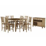 Sunset Trading Brook 10 Piece 48 Square Pub Set With Fancy Slat Stools | Counter Height Dining Table | Server | Seats 8