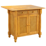 Sunset Trading Light Oak Extendable Kitchen Island With Drop Leaf Top | Drawers And Cabinet