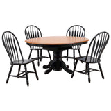 Sunset Trading Black Cherry Selections 5 Piece 66 Oval Extendable Pedestal Dining Set | Butterfly Leaf Table | 4 Comfort Back