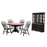 Sunset Trading Black Cherry Selections 7 Piece 48 Round To 66 Oval Extendable Dining Set | Butterfly Leaf Pedestal Table | C