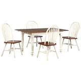 Sunset Trading Andrews 5 Piece 60 Rectangular Extendable Dining Set With 4 Arrowback Chairs | Butterfly Leaf Table | Antique W
