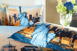 Twin Size Duvet Cover Sheets Set, Statue Of Liberty