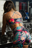 Women's High-Waisted Seamless Front Compression Training Shorts | Tropical Assassin