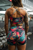 Women's High-Waisted Seamless Front Compression Training Shorts | Tropical Assassin