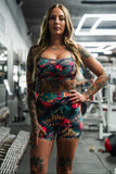 Women's High-Waisted Seamless Front Compression Training Shorts | Tropical Assassin