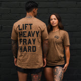 Lift Heavy. Pray Hard. Chestnut Leopard - Tee