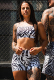 Women's High-Waisted Seamless Front Compression Training Shorts | Zebra Ops