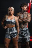 Women's High-Waisted Seamless Front Compression Training Shorts | Pew Pew Paisley