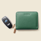 Small Zipper Wallet with Detachable Key Ring - Green