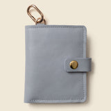 Leather Bifold Wallet with Snap & Key Ring - Ice Blue