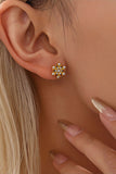 Gold-Tone Snowflake Zircon Stud Earrings Stainless Steel, Elegant & Lightweight