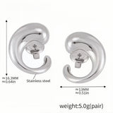 Modern Abstract Silver Stainless Steel Earrings Sculptural Statement Design