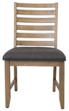 Sunset Trading Saunders Slat Back Dining Side Chairs | Set Of 2 | Gray Upholstered Padded Seat | Brown Acacia Wood
